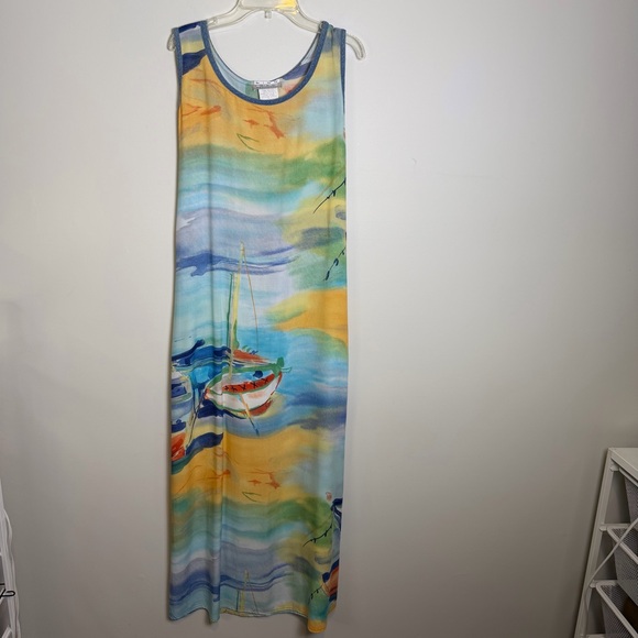 Nino Wong Dresses & Skirts - VINTAGE Nino Wong California Sheath Maxi Dress Nautical Art to Wear | Sz M